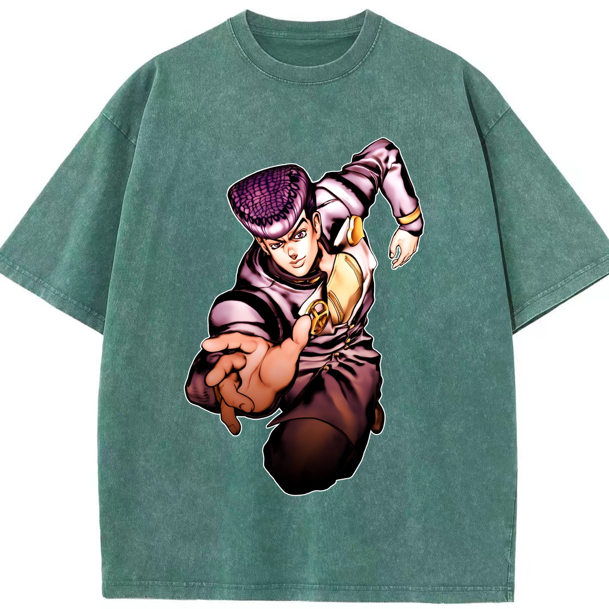 （画像用） ジョジョの奇妙な冒険 ひがしかた じょうすけ JoJo's Bizarre Adventure Higashikata Josuke 綿100% ヴィンテージ風 半袖Tシャツ（フロントプリント）